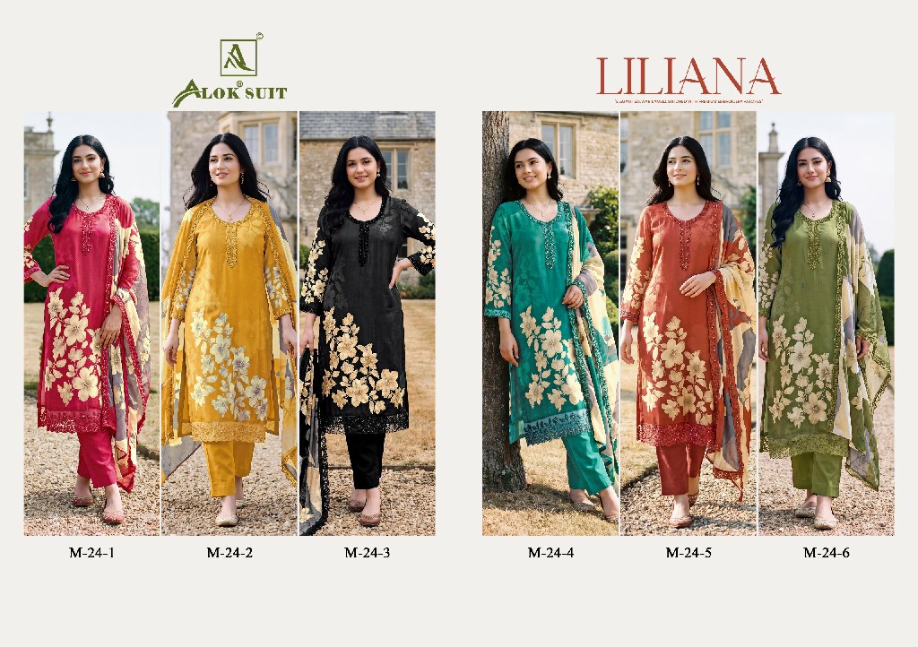 ALOK SUIT LILIANA WHOLESALE VISCOSE MUSLIN DESIGNER UNSTITCH SALWAR SUITS SUPPLIER