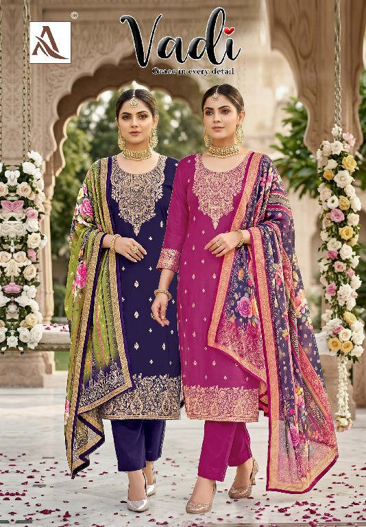ALOK SUIT VADI WHOLESALE PREMIUM JACQUARD ELEGANT HAND WORK UNSTITCH SALWAR SUITS EXPORTER