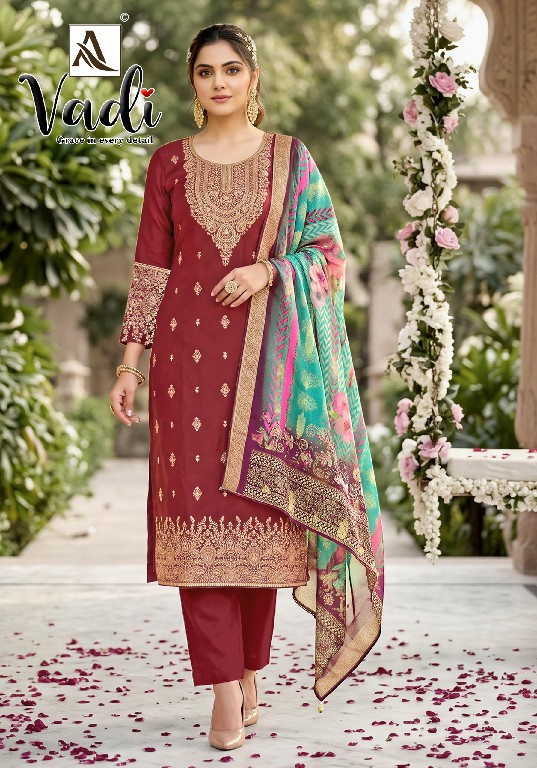 ALOK SUIT VADI WHOLESALE PREMIUM JACQUARD ELEGANT HAND WORK UNSTITCH SALWAR SUITS EXPORTER