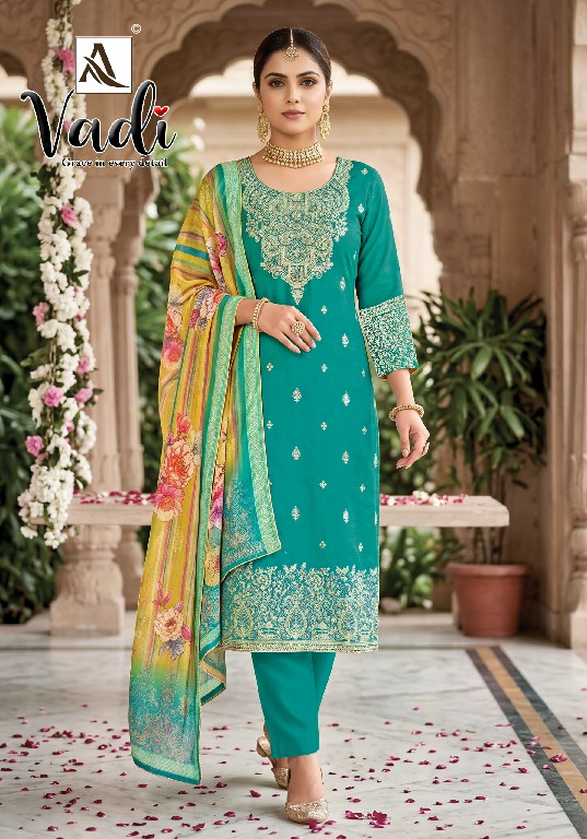 ALOK SUIT VADI WHOLESALE PREMIUM JACQUARD ELEGANT HAND WORK UNSTITCH SALWAR SUITS EXPORTER