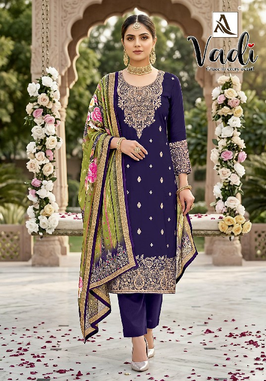 ALOK SUIT VADI WHOLESALE PREMIUM JACQUARD ELEGANT HAND WORK UNSTITCH SALWAR SUITS EXPORTER