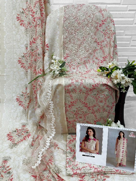AASHA DESIGNER D.NO 1226 WHOLESALE PURE COTTON WITH WORK MODERN LOOK UNSTITCH SALWAR SUITS SUPPLIER