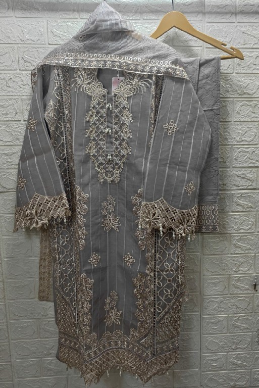 TEXTILEDEAL D.NO M-364 WHOLESALE READYMADE ORGANZA PATTERN PAKISTANI BEAUTIFUL 3 PCS COMBO SET SUITS EXPORTER