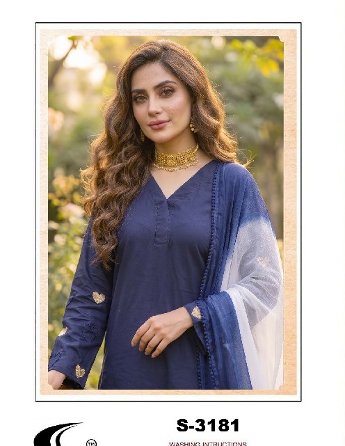 ALSAFA D.NO 3181 WHOLESALE READYMADE RAYON COTTON PAKISTANI CLASSY LOOK 3 PCS SUITS SUPPLIER