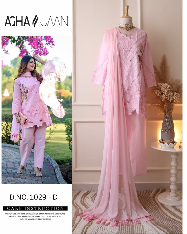 AGHA JAAN D.NO 1029 NX WHOLESALE READYMADE CAMBRIC COTTON PAKISTANI GORGEOUS LOOK 3 PCS LADIES SUITS EXPORTER