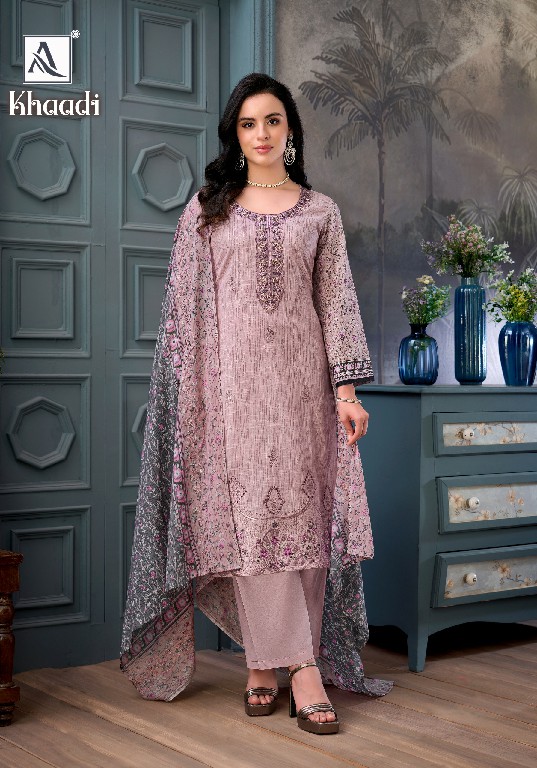 ALOK SUIT KHAADI WHOLESALE PURE CAMBRIC COTTON LINEN LUXURIOUS UNSTITCH SALWAR SUITS EXPORTER