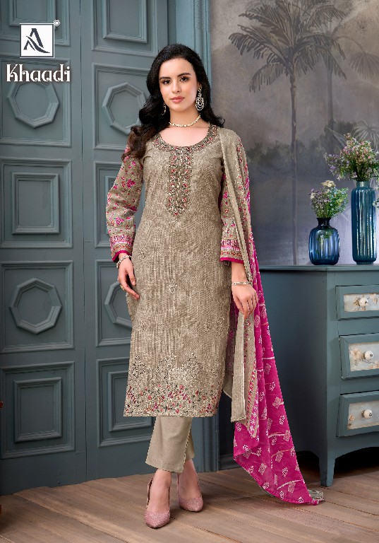 ALOK SUIT KHAADI WHOLESALE PURE CAMBRIC COTTON LINEN LUXURIOUS UNSTITCH SALWAR SUITS EXPORTER