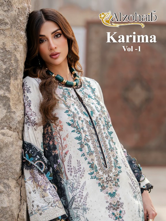 ALZOHAIB KARIMA VOL 1 WHOLESALE PURE COTTON PAKISTANI CONCEPT UNSTITCH SALWAR SUITS SUPPLIER