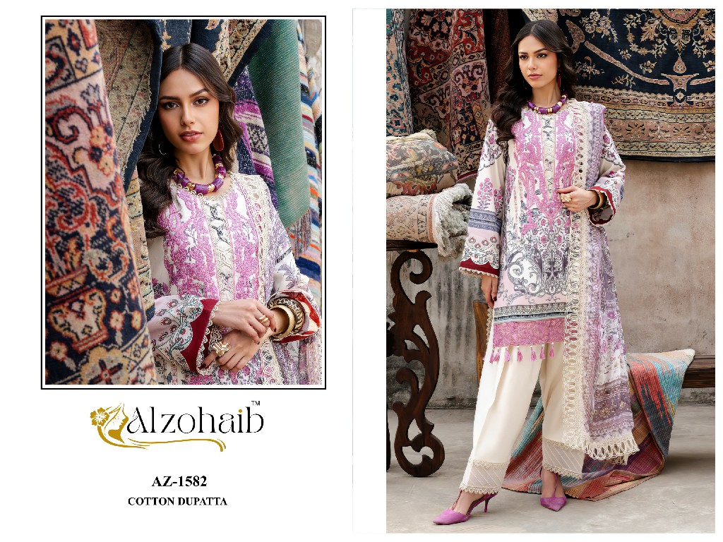 ALZOHAIB KARIMA VOL 1 WHOLESALE PURE COTTON PAKISTANI CONCEPT UNSTITCH SALWAR SUITS SUPPLIER