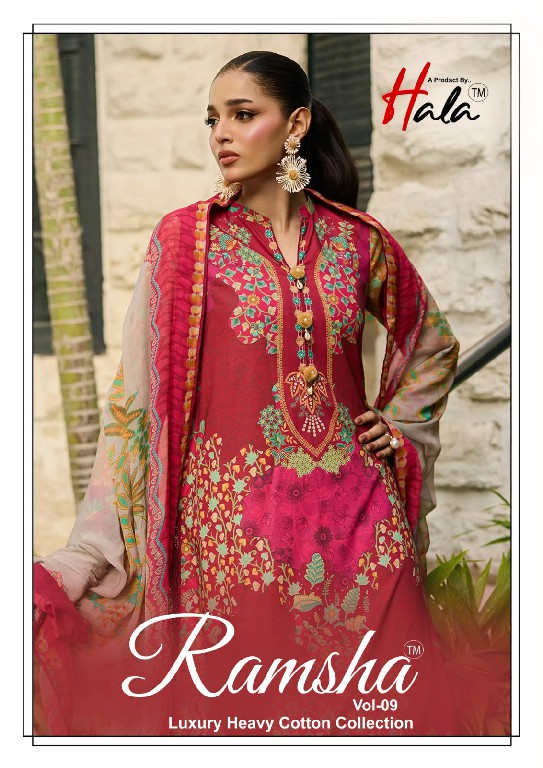 HALA RAMSHA VOL 9 WHOLESALE READYMADE PURE LAWN PAKISTANI CASUAL WEAR 3 PCS SUITS FOR EXPORT