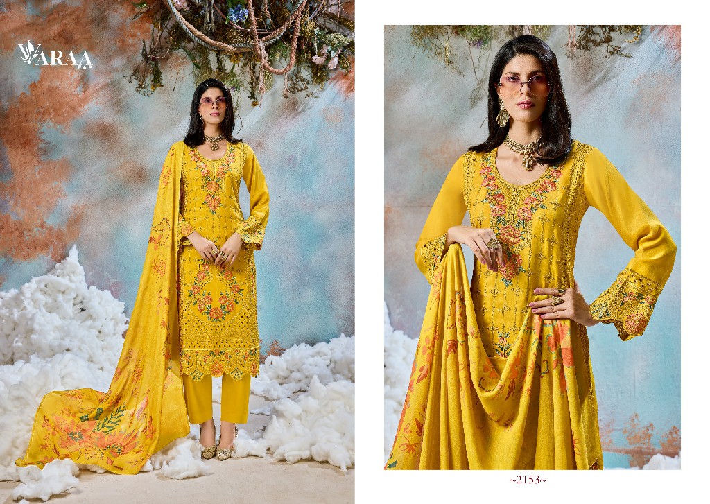 VARAA FAB FLOORIE WHOLESALE VISCOSE MUSLIN FANCY EMBROIDERED UNSTITCH SALWAR SUITS EXPORTER