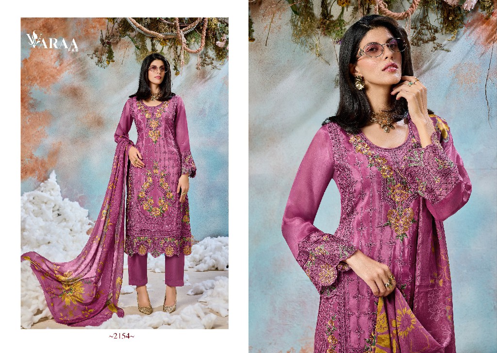 VARAA FAB FLOORIE WHOLESALE VISCOSE MUSLIN FANCY EMBROIDERED UNSTITCH SALWAR SUITS EXPORTER