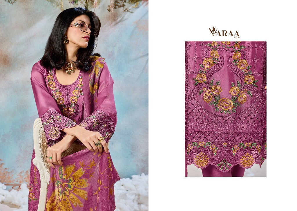 VARAA FAB FLOORIE WHOLESALE VISCOSE MUSLIN FANCY EMBROIDERED UNSTITCH SALWAR SUITS EXPORTER