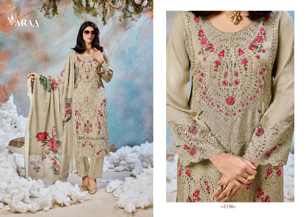 VARAA FAB FLOORIE WHOLESALE VISCOSE MUSLIN FANCY EMBROIDERED UNSTITCH SALWAR SUITS EXPORTER