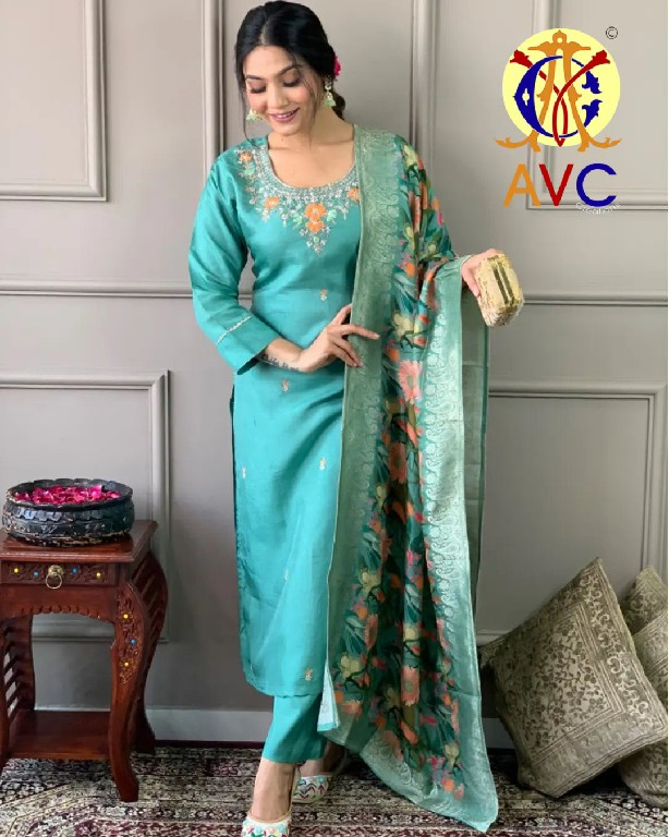 AMRUT VARSHA CREATION D.NO A22 WHOLESALE READYMADE SILK WITH WORK ETHNIC WEAR 3 PCS COMBO SET SUITS EXPORTER
