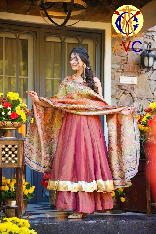AMRUT VARSHA CREATION D.NO A26 WHOLESALE SILK CRUSH DESIGNER FULLY STITCHED 3 PCS COMBO SET SUITS SUPPLIER