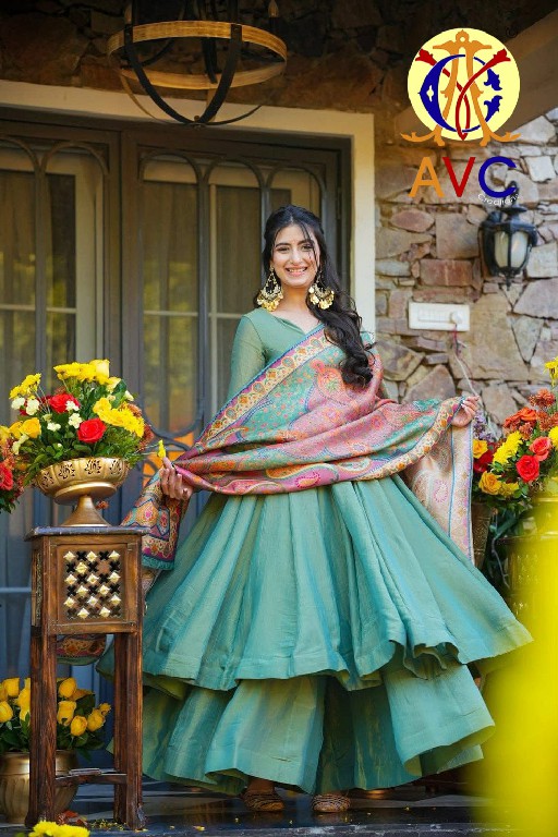 AMRUT VARSHA CREATION D.NO A26 WHOLESALE SILK CRUSH DESIGNER FULLY STITCHED 3 PCS COMBO SET SUITS SUPPLIER