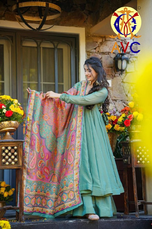 AMRUT VARSHA CREATION D.NO A26 WHOLESALE SILK CRUSH DESIGNER FULLY STITCHED 3 PCS COMBO SET SUITS SUPPLIER