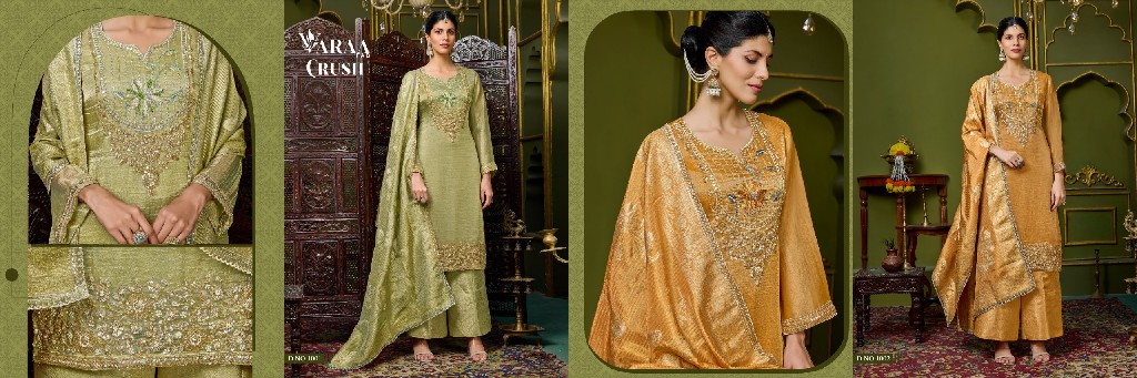 VARAA FAB CRUSH WHOLESALE SALSA WITH DESIGNER WORK UNSTITCH SALWAR SUITS EXPORTER