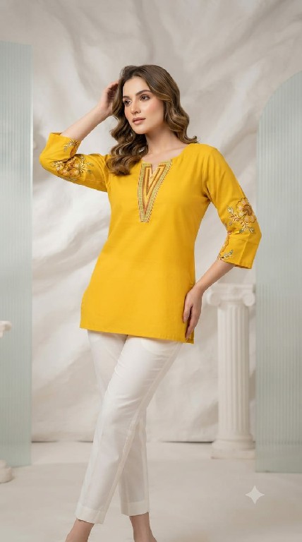TEXTILEDEAL D.NO 1252 WHOLESALE READYMADE RAYON STYLISH SHORT TOPS FOR EXPORT