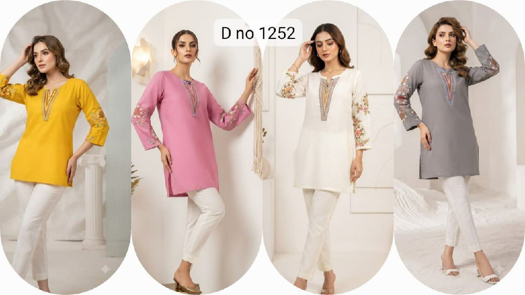 TEXTILEDEAL D.NO 1252 WHOLESALE READYMADE RAYON STYLISH SHORT TOPS FOR EXPORT