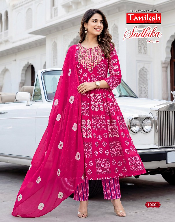 TANIKSH SADHIKA VOL 10 WHOLESALE READYMADE RAYON WITH WORK FANCY ANARKALI STYLE 3 PCS SUITS FOR WOMEN ONLINE