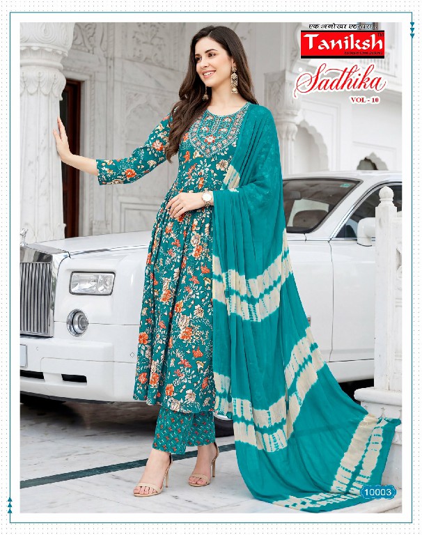 TANIKSH SADHIKA VOL 10 WHOLESALE READYMADE RAYON WITH WORK FANCY ANARKALI STYLE 3 PCS SUITS FOR WOMEN ONLINE