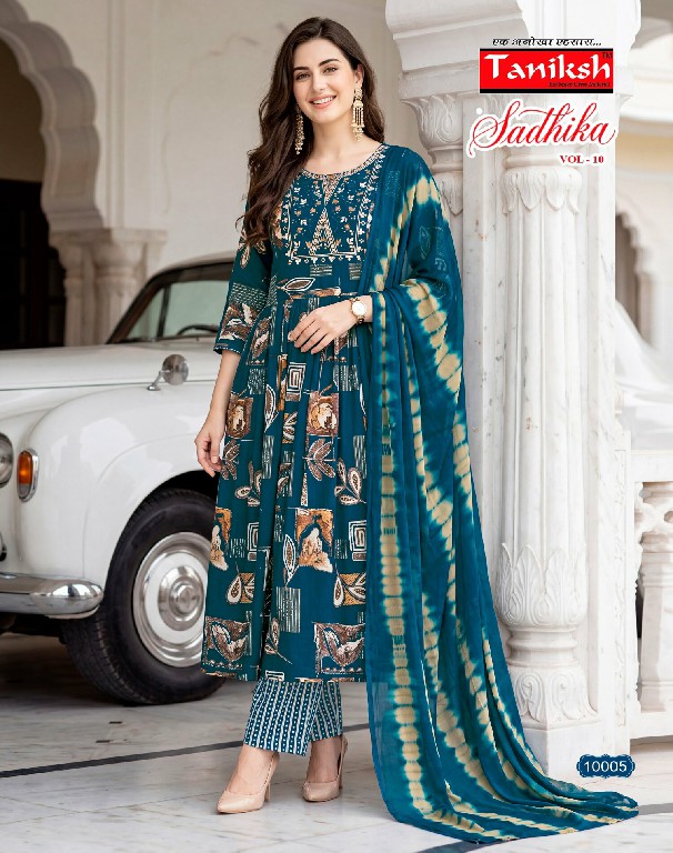 TANIKSH SADHIKA VOL 10 WHOLESALE READYMADE RAYON WITH WORK FANCY ANARKALI STYLE 3 PCS SUITS FOR WOMEN ONLINE