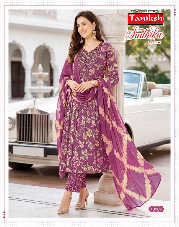 TANIKSH SADHIKA VOL 10 WHOLESALE READYMADE RAYON WITH WORK FANCY ANARKALI STYLE 3 PCS SUITS FOR WOMEN ONLINE