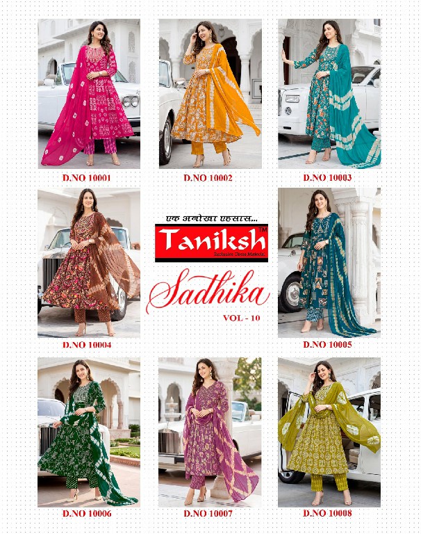 TANIKSH SADHIKA VOL 10 WHOLESALE READYMADE RAYON WITH WORK FANCY ANARKALI STYLE 3 PCS SUITS FOR WOMEN ONLINE