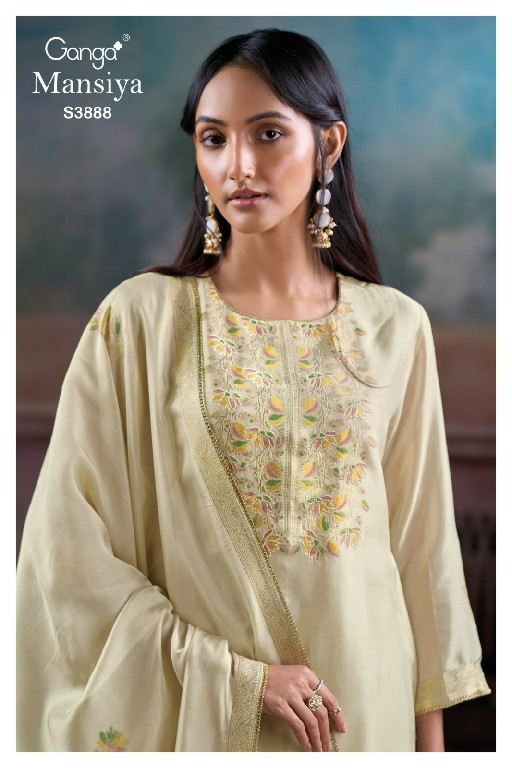 GANGA MANSIYA S3888 WHOLESALE PURE VISCOSE WOVEN SILK JACQUARD UNSTITCH SALWAR SUITS FOR EXPORT