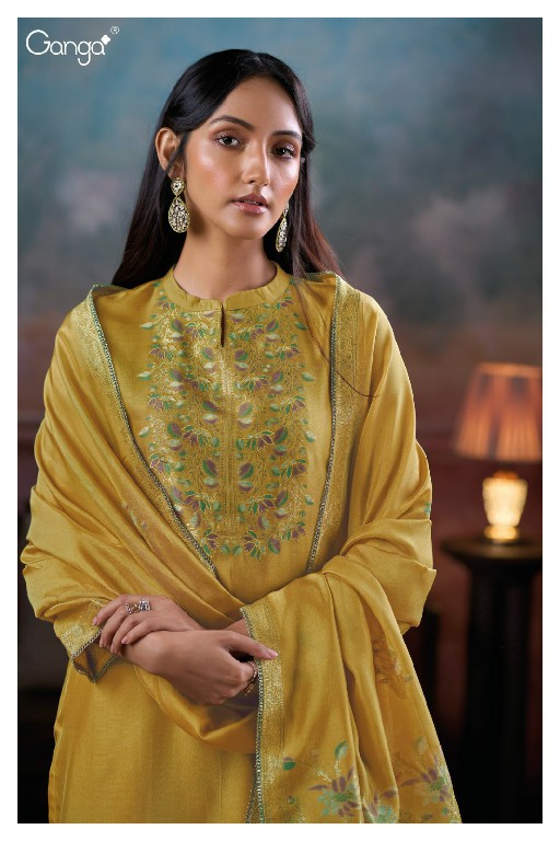 GANGA MANSIYA S3888 WHOLESALE PURE VISCOSE WOVEN SILK JACQUARD UNSTITCH SALWAR SUITS FOR EXPORT