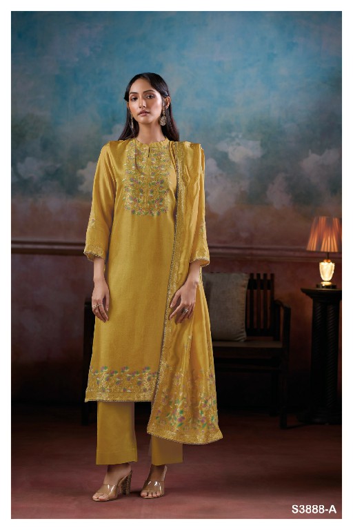 GANGA MANSIYA S3888 WHOLESALE PURE VISCOSE WOVEN SILK JACQUARD UNSTITCH SALWAR SUITS FOR EXPORT