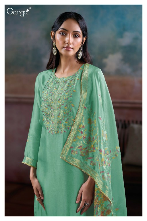 GANGA MANSIYA S3888 WHOLESALE PURE VISCOSE WOVEN SILK JACQUARD UNSTITCH SALWAR SUITS FOR EXPORT