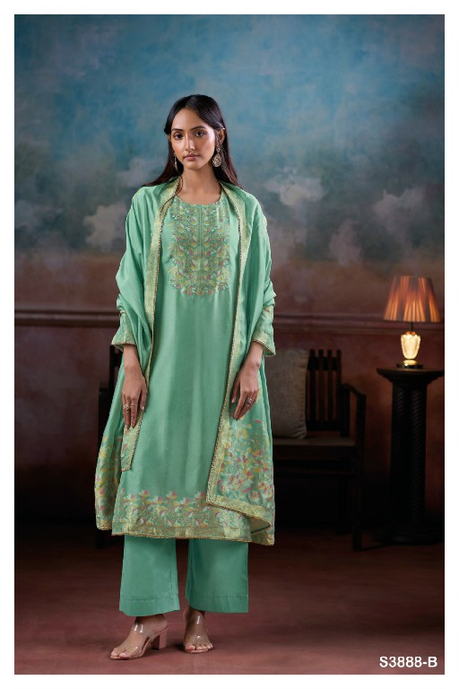 GANGA MANSIYA S3888 WHOLESALE PURE VISCOSE WOVEN SILK JACQUARD UNSTITCH SALWAR SUITS FOR EXPORT