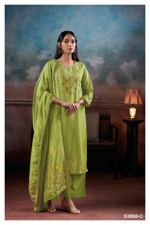 GANGA MANSIYA S3888 WHOLESALE PURE VISCOSE WOVEN SILK JACQUARD UNSTITCH SALWAR SUITS FOR EXPORT