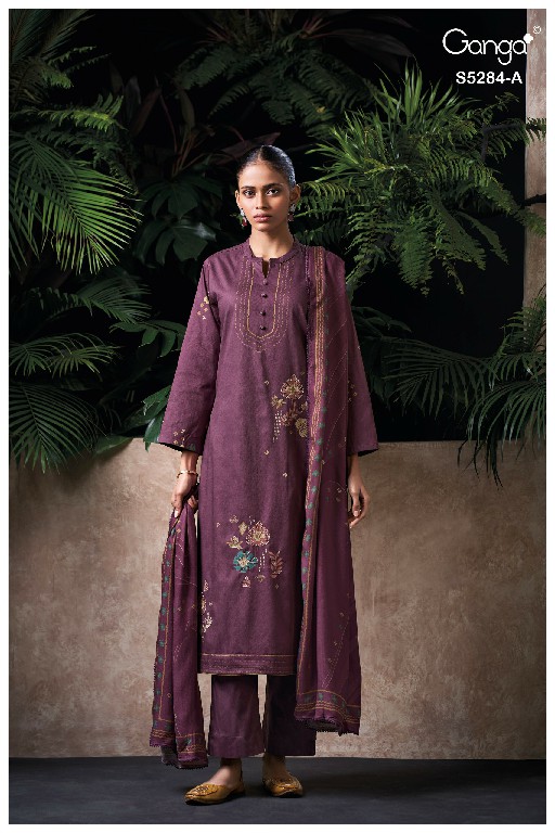 GANGA PERINA S5284 WHOLESALE PREMIUM CORDUROY ELEGANT UNSTITCH SALWAR SUITS ONLINE