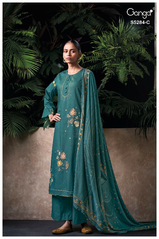 GANGA PERINA S5284 WHOLESALE PREMIUM CORDUROY ELEGANT UNSTITCH SALWAR SUITS ONLINE