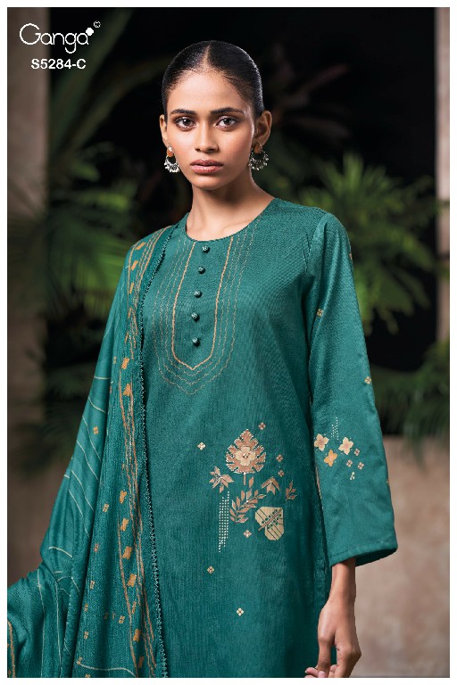 GANGA PERINA S5284 WHOLESALE PREMIUM CORDUROY ELEGANT UNSTITCH SALWAR SUITS ONLINE