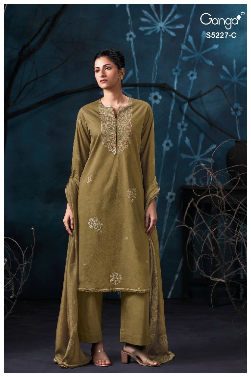 GANGA MEHAK S5227 WHOLESALE PREMIUM CORDUROY AMAZING UNSTITCH SALWAR SUITS EXPORTER
