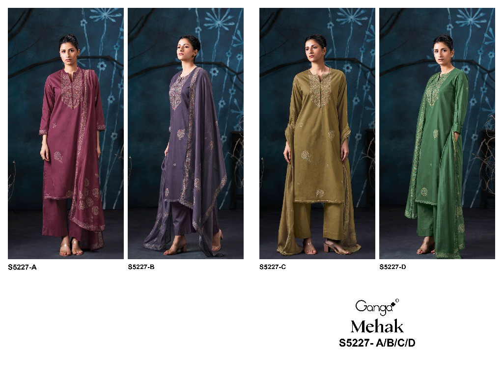 GANGA MEHAK S5227 WHOLESALE PREMIUM CORDUROY AMAZING UNSTITCH SALWAR SUITS EXPORTER