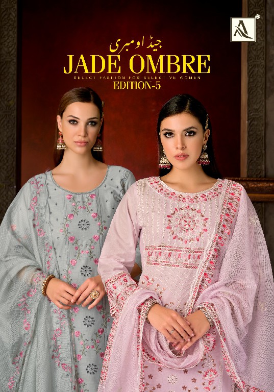 ALOK SUIT JADE OMBRE VOL 5 WHOLESALE CAMBRIC LAWN PAKISTANI UNSTITCH SALWAR SUITS EXPORTER