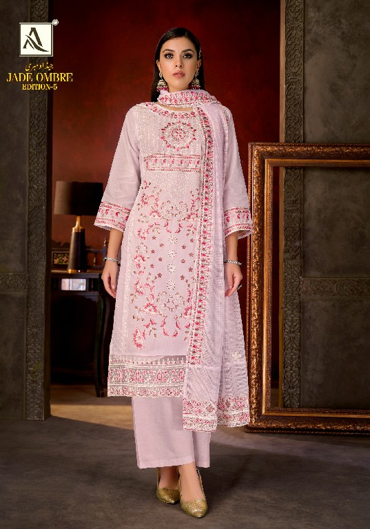 ALOK SUIT JADE OMBRE VOL 5 WHOLESALE CAMBRIC LAWN PAKISTANI UNSTITCH SALWAR SUITS EXPORTER