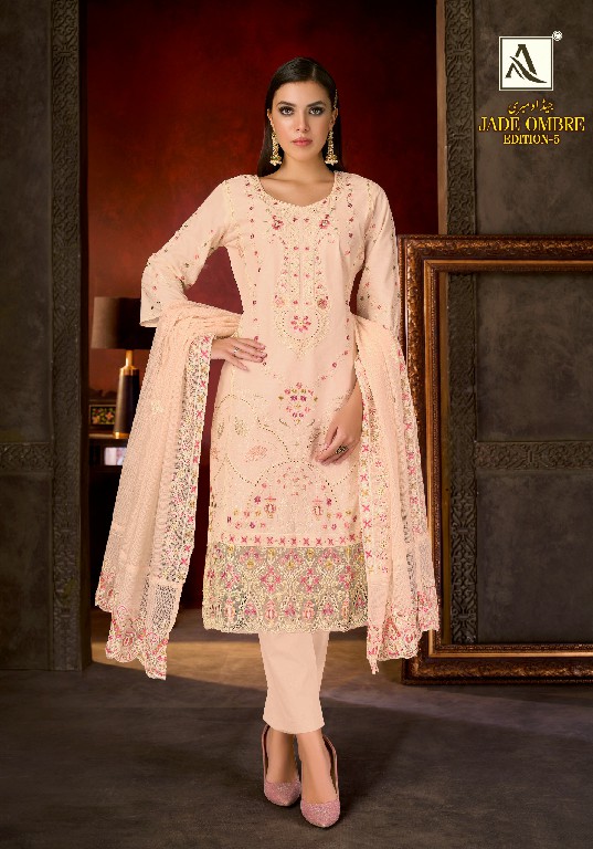 ALOK SUIT JADE OMBRE VOL 5 WHOLESALE CAMBRIC LAWN PAKISTANI UNSTITCH SALWAR SUITS EXPORTER