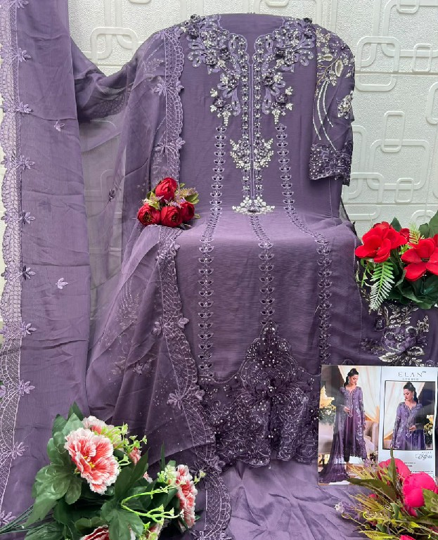 ELAN STUDIO D.NO E-61 WHOLESALE CHIFFON PAKISTANI HIT DESIGN UNSTITCH SALWAR SUITS SUPPLIER