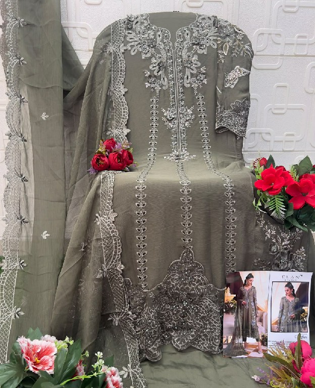 ELAN STUDIO D.NO E-61 WHOLESALE CHIFFON PAKISTANI HIT DESIGN UNSTITCH SALWAR SUITS SUPPLIER