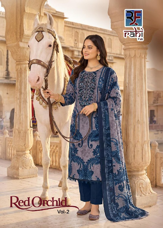 RAHI FAB REDORCHID VOL 2 WHOLESALE PURE COTTON KARACHI DESIGN WITH WORK UNSTITCH SALWAR SUITS SUPPLIER