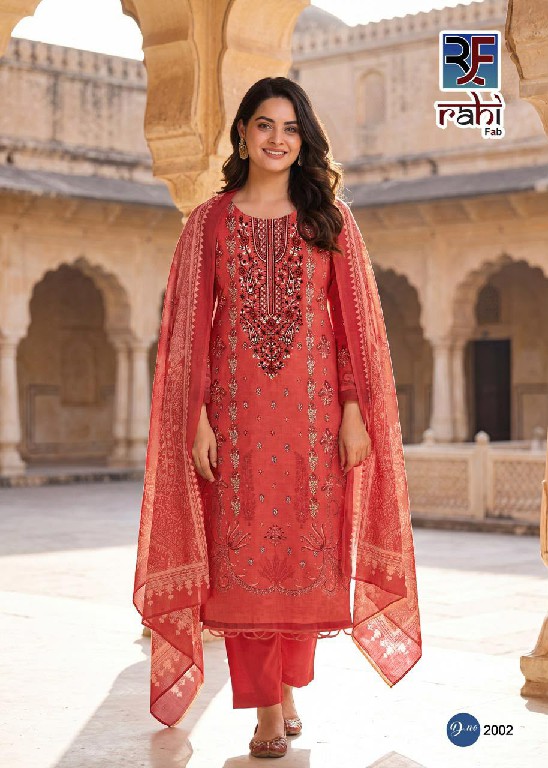 RAHI FAB REDORCHID VOL 2 WHOLESALE PURE COTTON KARACHI DESIGN WITH WORK UNSTITCH SALWAR SUITS SUPPLIER