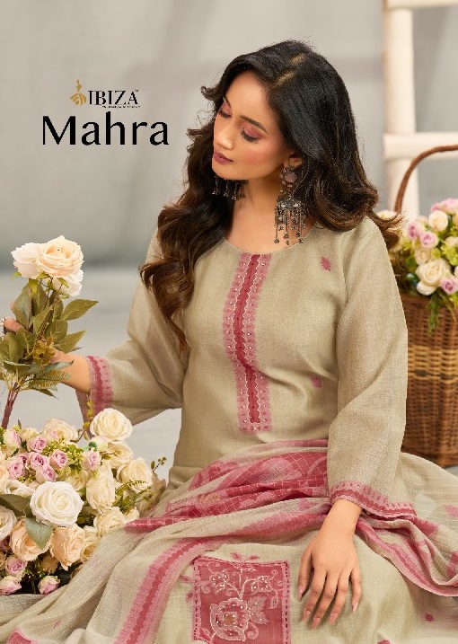 IBIZA MAHRA WHOLESALE PURE ORGENIC COTTON JACQUARD UNSTITCH SALWAR SUITS SUPPLIER