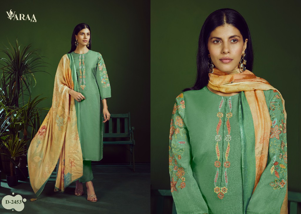 VARAA SAHELI WHOLESALE PURE BEMBERG MUSLIN PRETTY LOOK UNSTITCH SALWAR SUITS FOR EXPORT